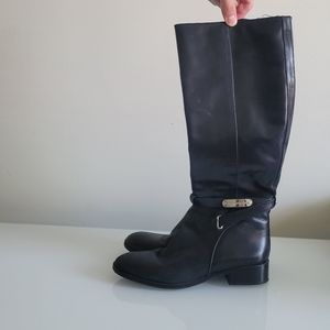 Antonio Melani Black Leather Riding Boot with Heel